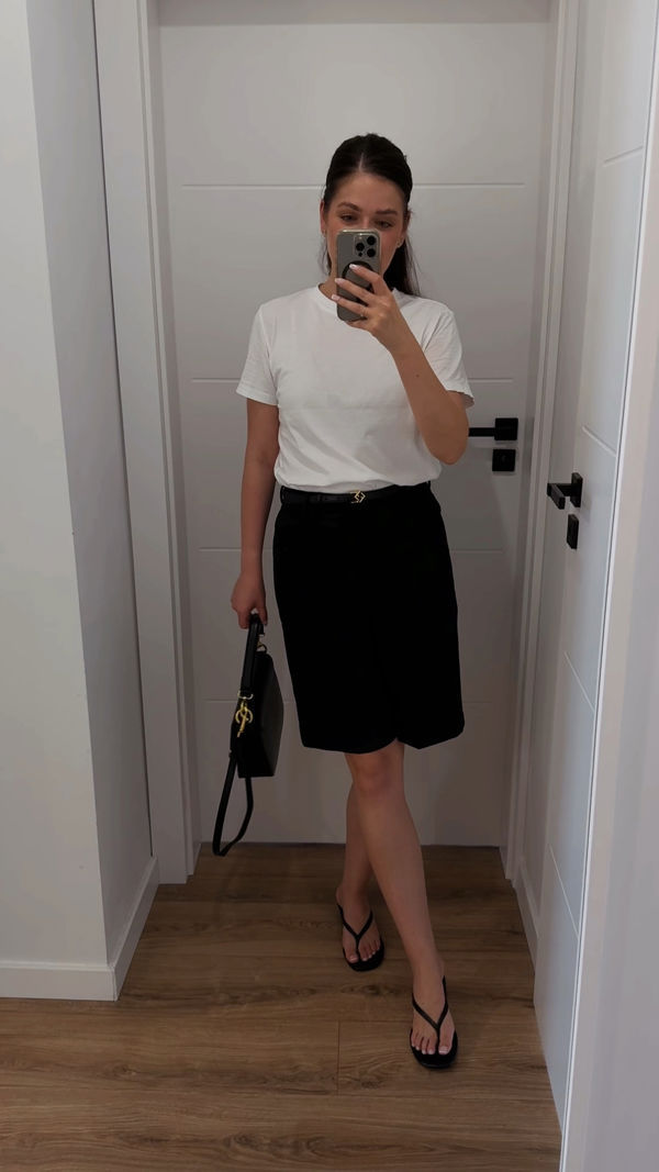 Minimalistyczna stylizacja z bermudami